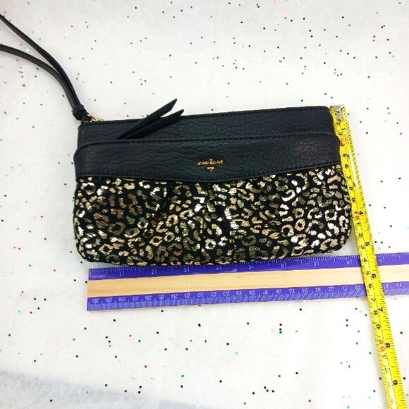 Juicy Couture Gold Metallic Leopard Print Wristlet Black with Two Zip Pockets... - Picture 8 of 10